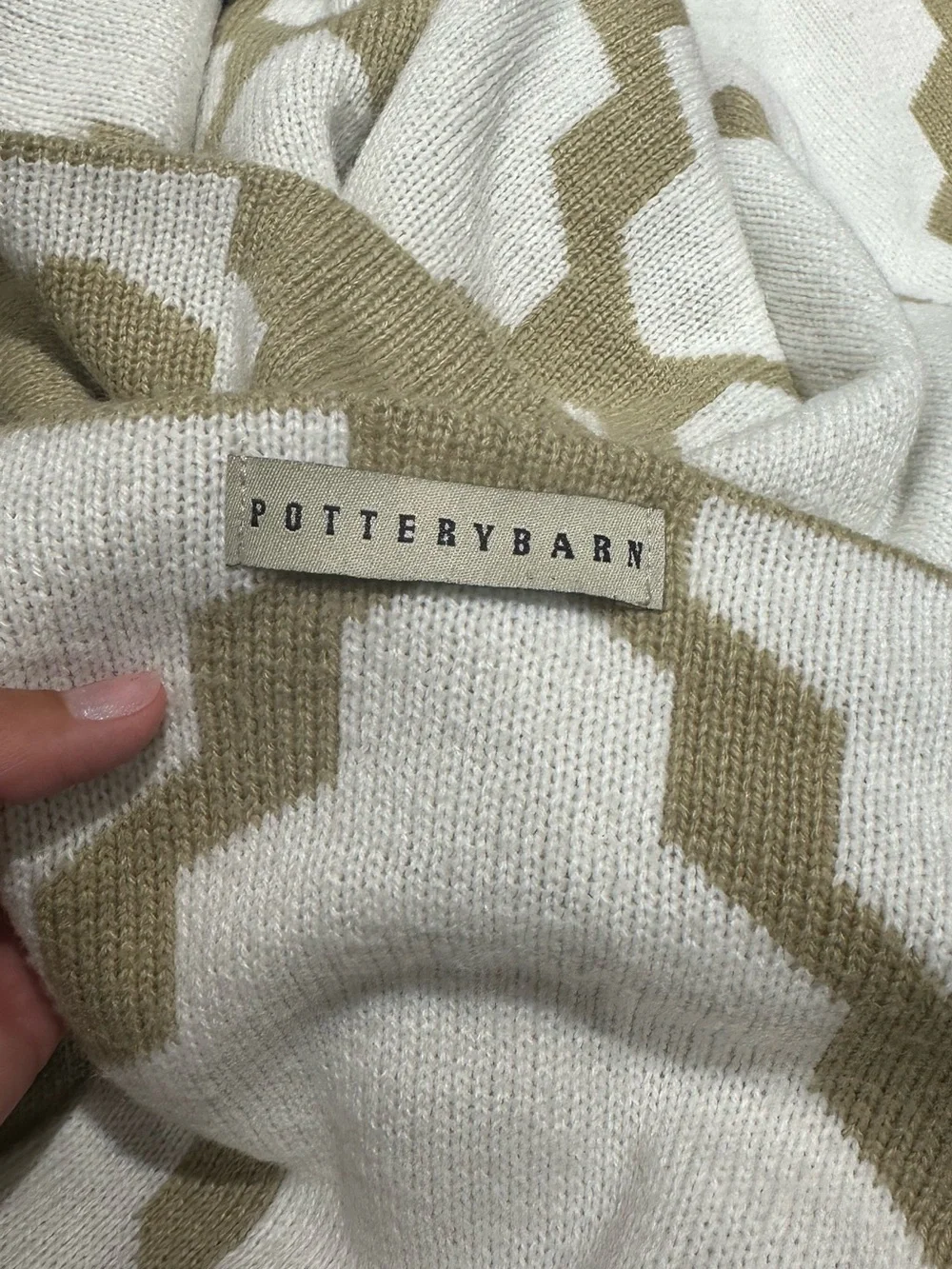Pottery Barn Geometric Throw Blanket, Tan & White